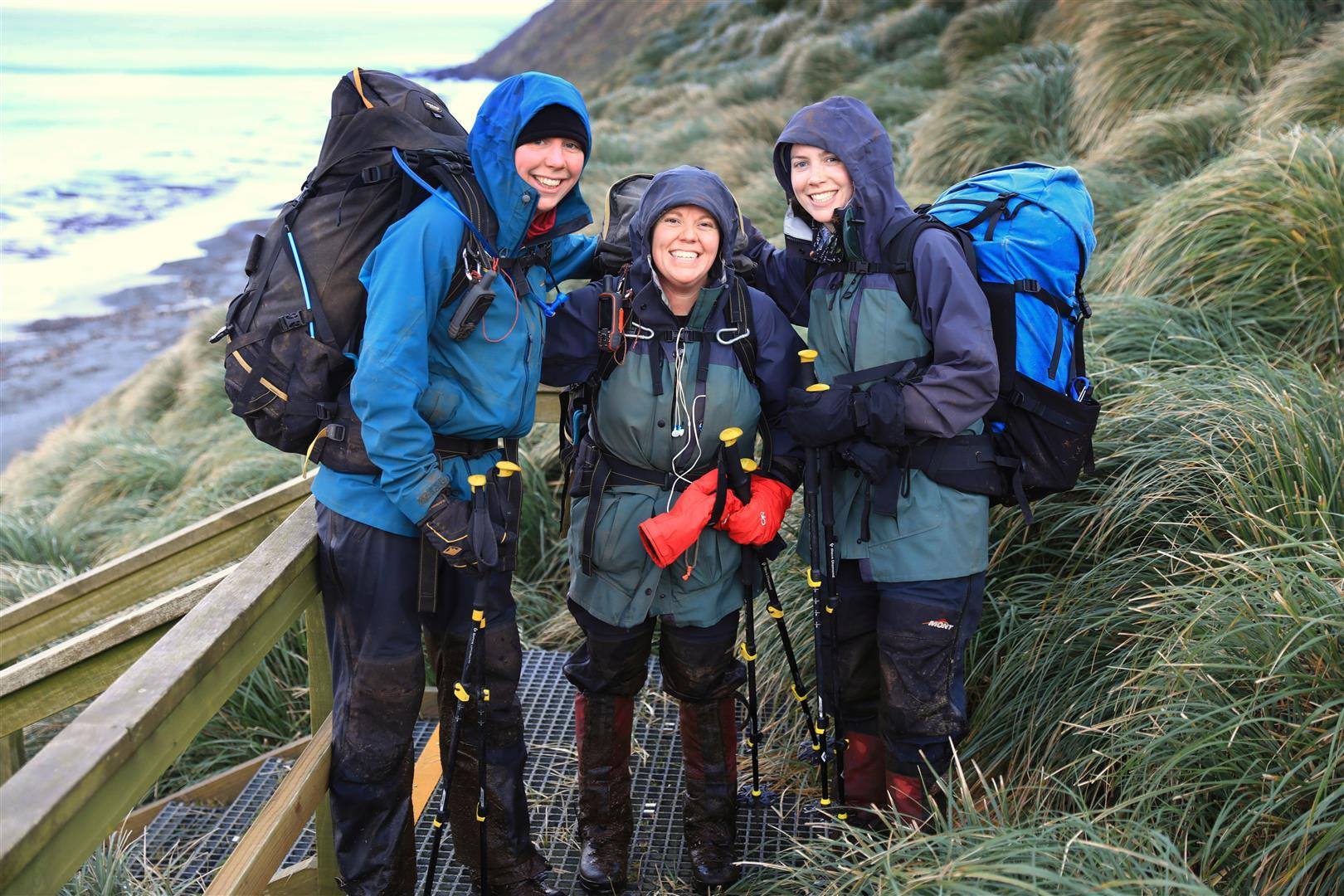 Penny Wildlife Ranger Mel Albatross Team And Emily Ready For The Field  Photo By Lionel Whitehorn